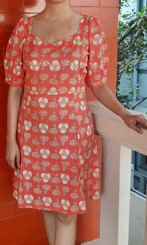 Orange Floral Dress