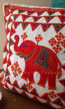 Elephant Floral Embroidered Cushion Covers
