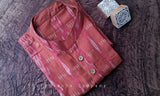 Mahogany Red Ikat Cotton Short Kurta