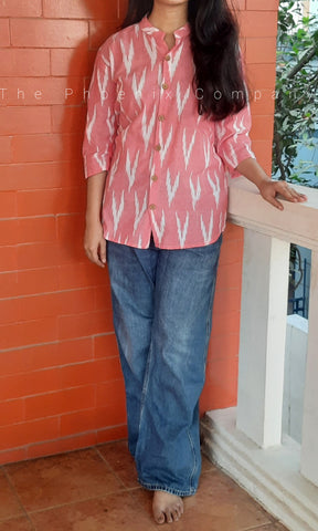 Light Pink Ikat Cotton Top