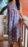 Blue Floral Sleeveless Maxi Dress