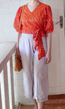 Orange Ikat Wrap Crop Top