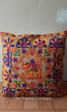 Yellow Elephant Floral Cushion Covers