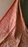 Light Yellow & Dark Pink Khadi Cotton and Jute Silk Saree