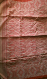 Light Yellow & Dark Pink Khadi Cotton and Jute Silk Saree