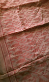 Light Yellow & Dark Pink Khadi Cotton and Jute Silk Saree
