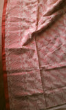 Light Yellow & Dark Pink Khadi Cotton and Jute Silk Saree