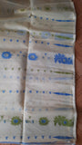 Off-white and Blue Green Art Silk Saree