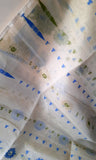 Off-white and Blue Green Art Silk Saree
