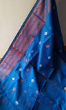 Blue Jute Silk Saree