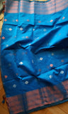 Blue Jute Silk Saree