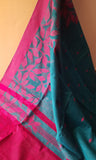 Blue Jute Silk & Cotton Saree