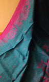 Blue Jute Silk & Cotton Saree