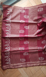 Maroon Linen Saree