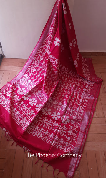 Dark Pink Linen Saree