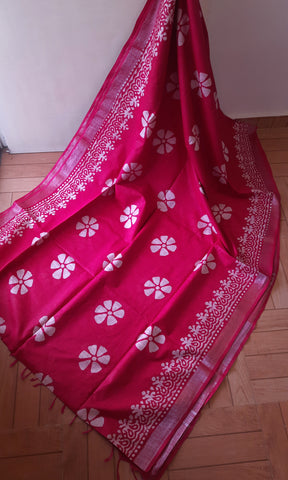 Dark Pink Linen Saree