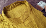 Mustard Pintuck Cotton Short Kurta
