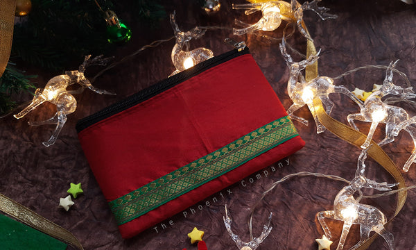 Red & Green Zari Purse
