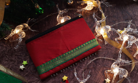 Red & Green Zari Purse