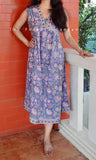 Blue Floral Sleeveless Maxi Dress