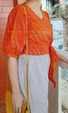 Orange Ikat Wrap Crop Top