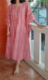Salmon Pink Ikat Long Kaftan
