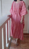 Salmon Pink Ikat Long Kaftan