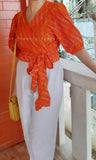 Orange Ikat Wrap Crop Top