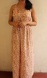 Light Peach Floral Cotton Maxi Dress