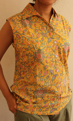 Yellow Sanganeri Cotton Shirt