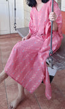 Salmon Pink Ikat Long Kaftan