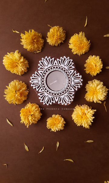 Lotus Wooden Candle Holder
