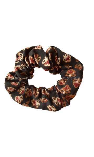 Black Floral Scrunchie