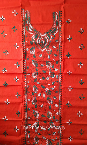 Orange Kanta Work Kurta Material