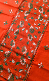 Orange Kanta Work Kurta Material