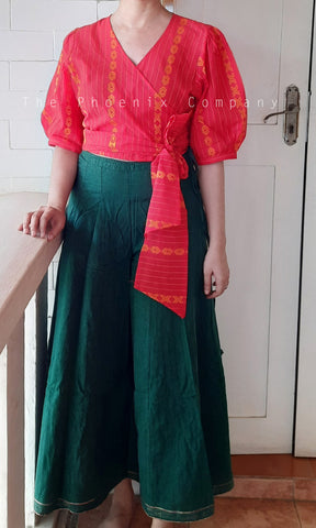 Red Cotton Wrap Crop Top