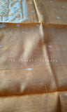 Light Coffee & White Jute Silk & Cotton Kurta Material