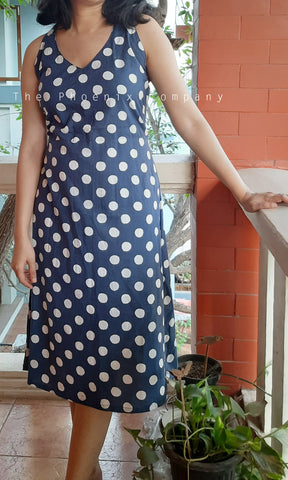 Indigo Polka Dot Halter neck Dress