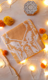 Light Coffee & White Jute Silk & Cotton Kurta Material