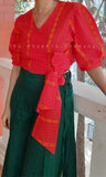 Red Cotton Wrap Crop Top