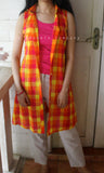 Bright Pink & Yellow Checked Dress