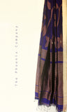 Deep Blue Banana & Pineapple Fibre Floral Saree