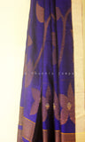 Deep Blue Banana & Pineapple Fibre Floral Saree