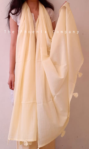 Plain Ivory Cotton Dupatta