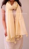Plain Ivory Cotton Dupatta