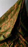 Green Jute Silk Saree with florals