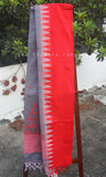 Grey & Red Soft Cotton Saree