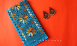 Blue Floral Circles Kantha Work Blouse Piece