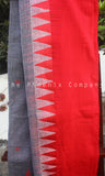 Grey & Red Soft Cotton Saree