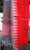 Grey & Red Soft Cotton Saree